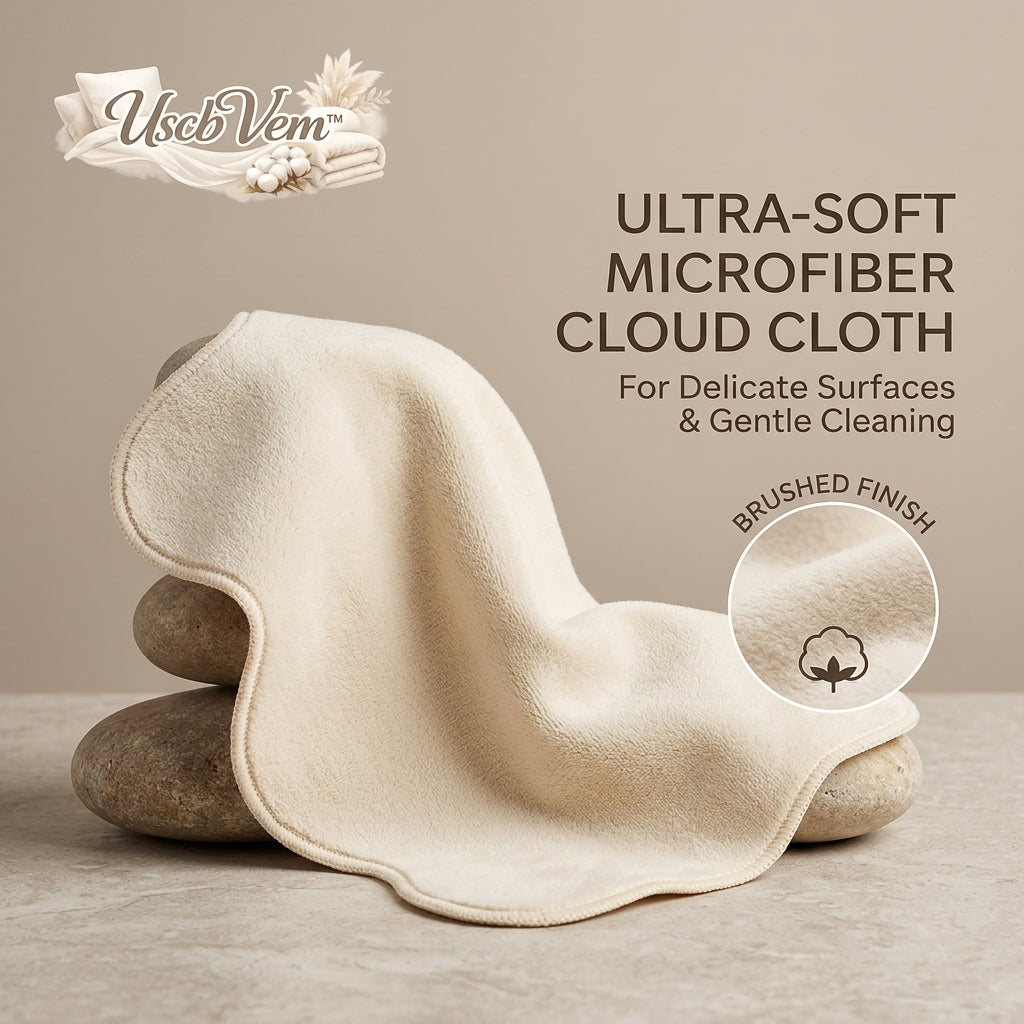 UscbVem™ Ultra-Soft Microfiber Cloud Cloth | Brushed Finish Gentle Cleaning Towels for Delicate Surfaces, Lenses, Screens & Face Cleansing | Premium Lint-Free & Scratch-Free Reusable Washcloths